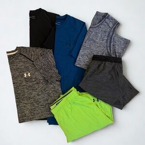 SET OF MEN’S ATHLETIC WEAR, 3 t-shirts, 2 shorts, 1 tank